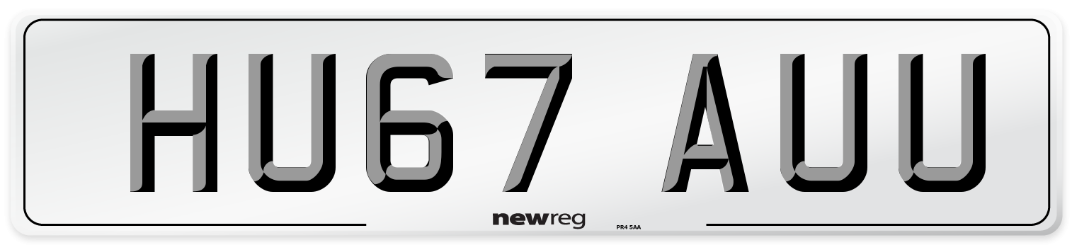 HU67 AUU Number Plate from New Reg